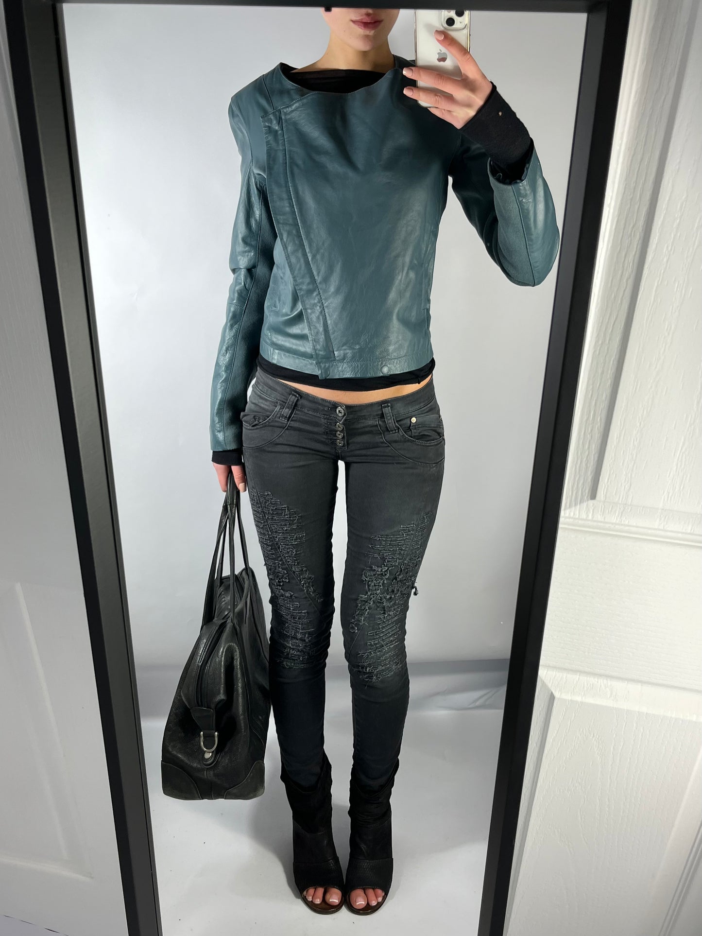 VINTAGE ASYMMETRIC LEATHER JACKET