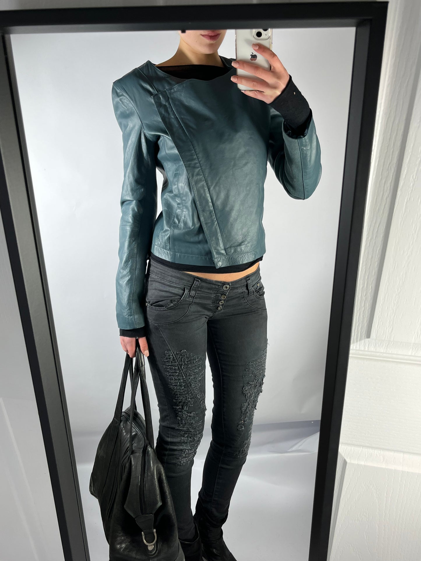 VINTAGE ASYMMETRIC LEATHER JACKET