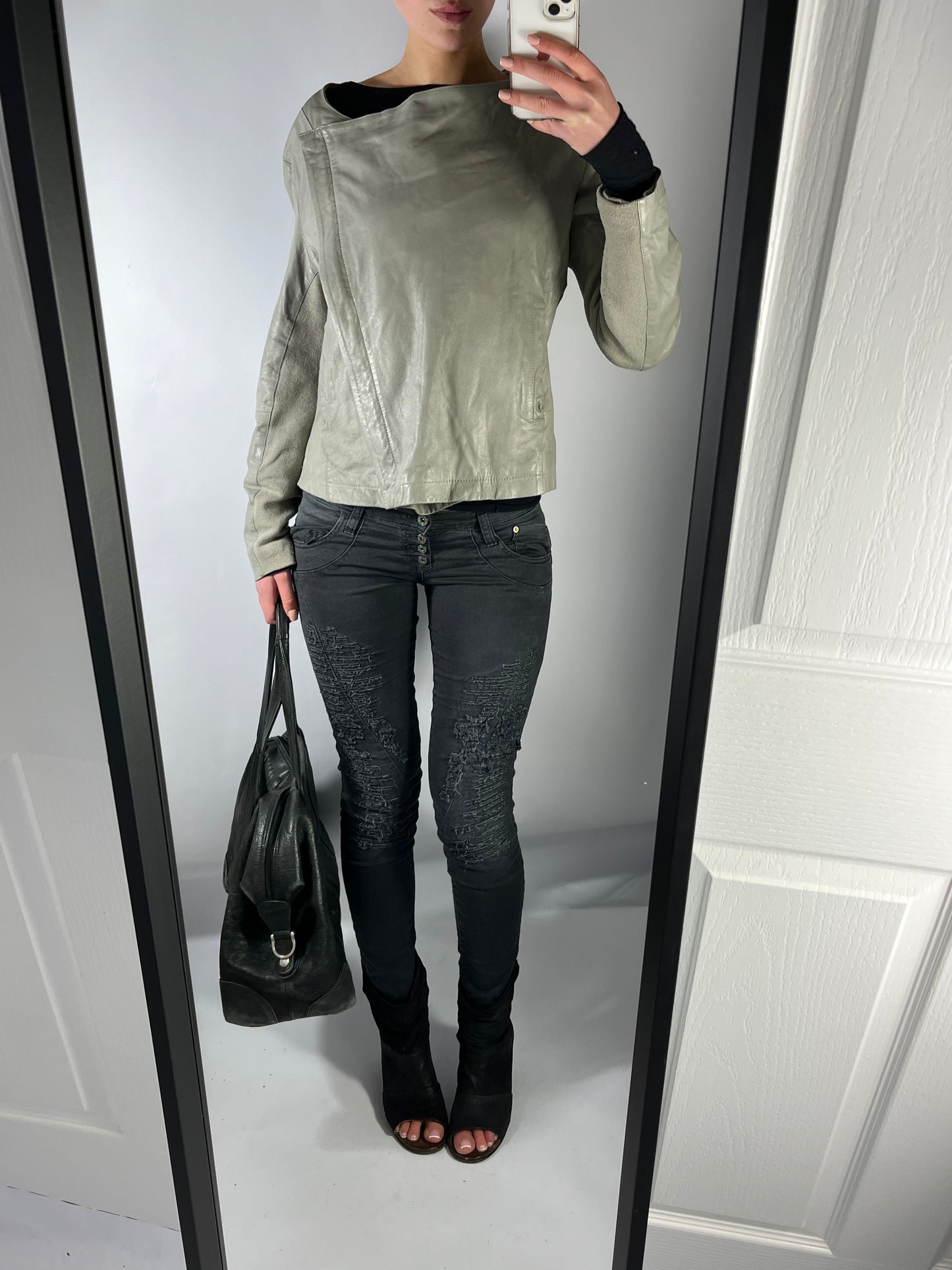 VINTAGE ASYMMETRIC LEATHER JACKET