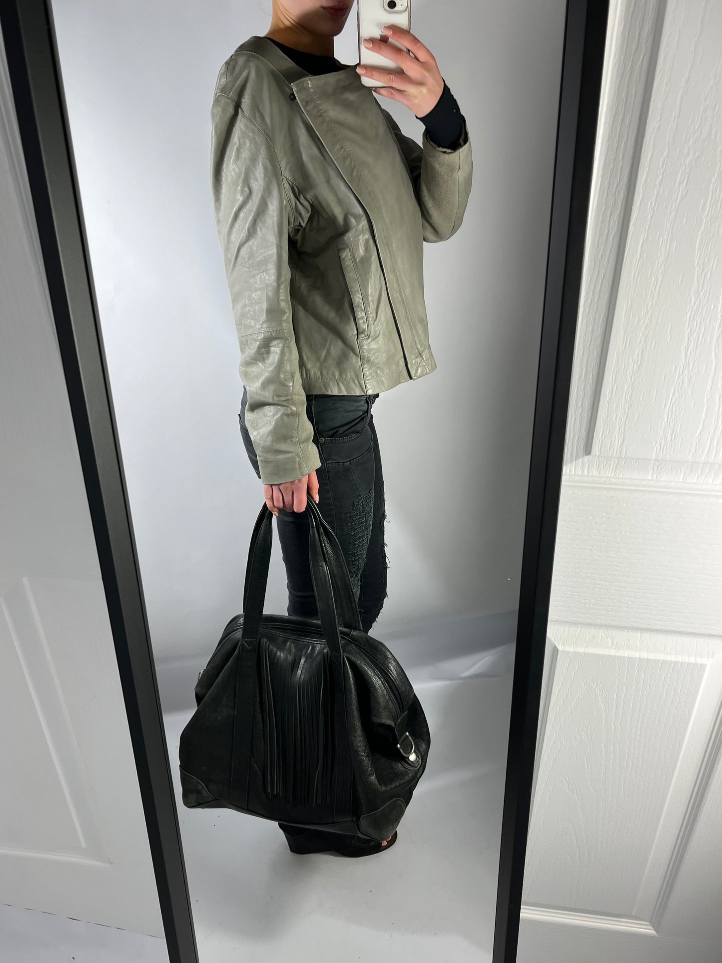 VINTAGE ASYMMETRIC LEATHER JACKET