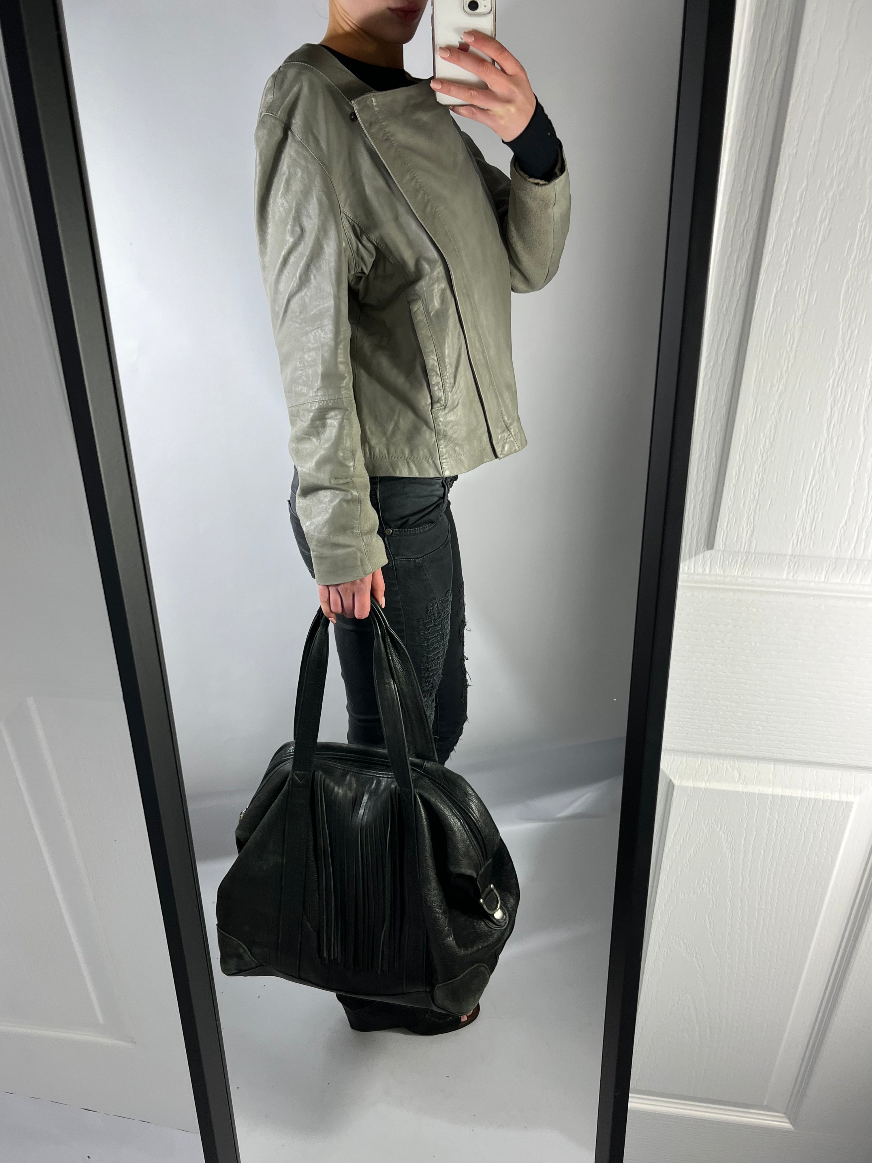 VINTAGE ASYMMETRIC LEATHER JACKET