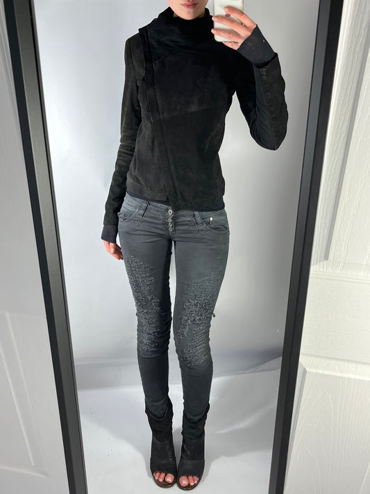 VINTAGE ASYMMETRIC LEATHER JACKET