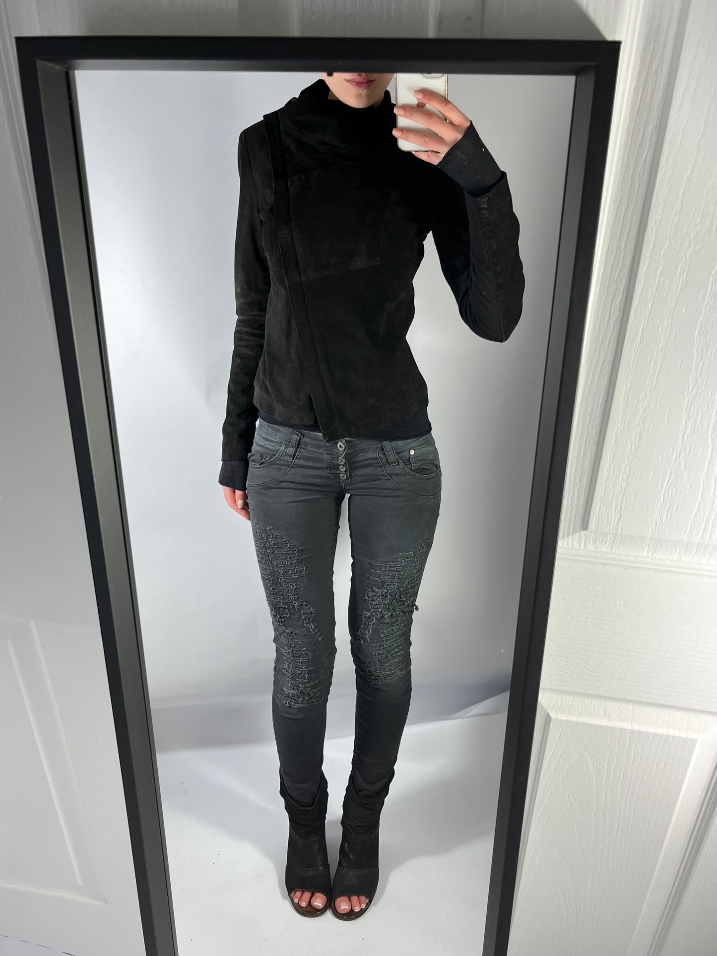 VINTAGE ASYMMETRIC LEATHER JACKET