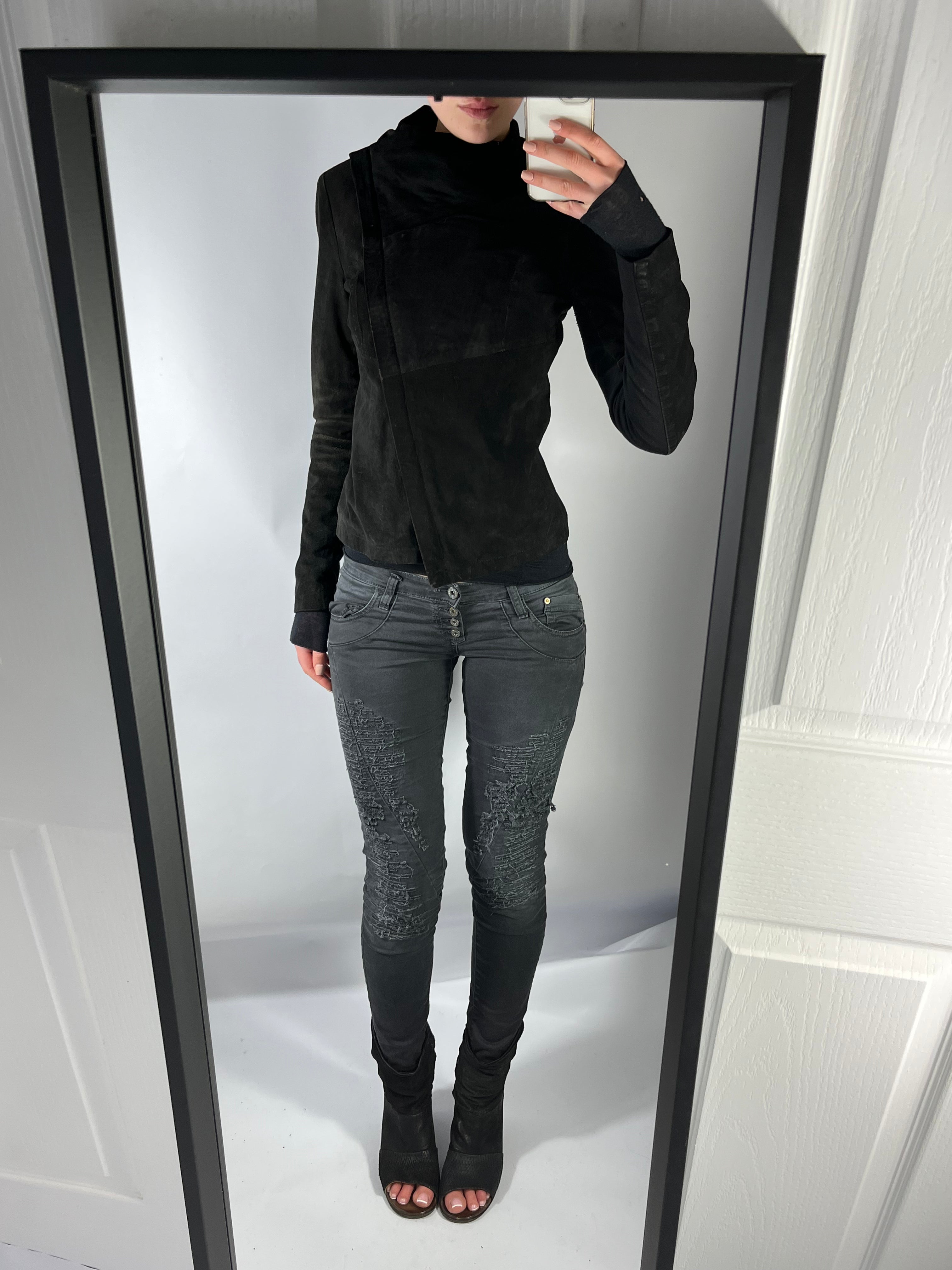 VINTAGE ASYMMETRIC LEATHER JACKET