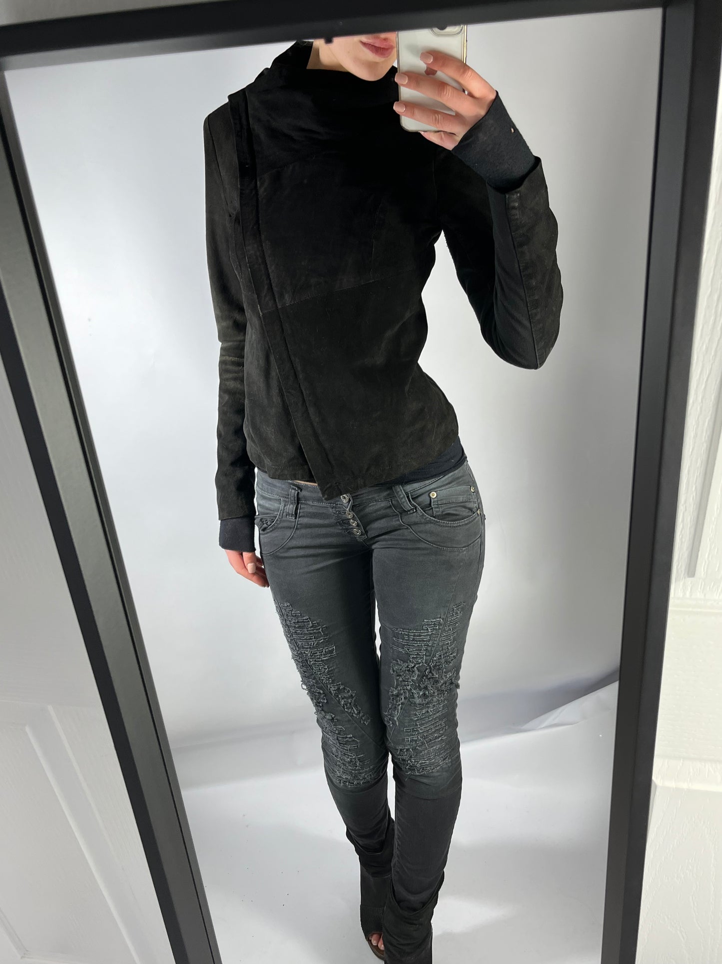 VINTAGE ASYMMETRIC LEATHER JACKET