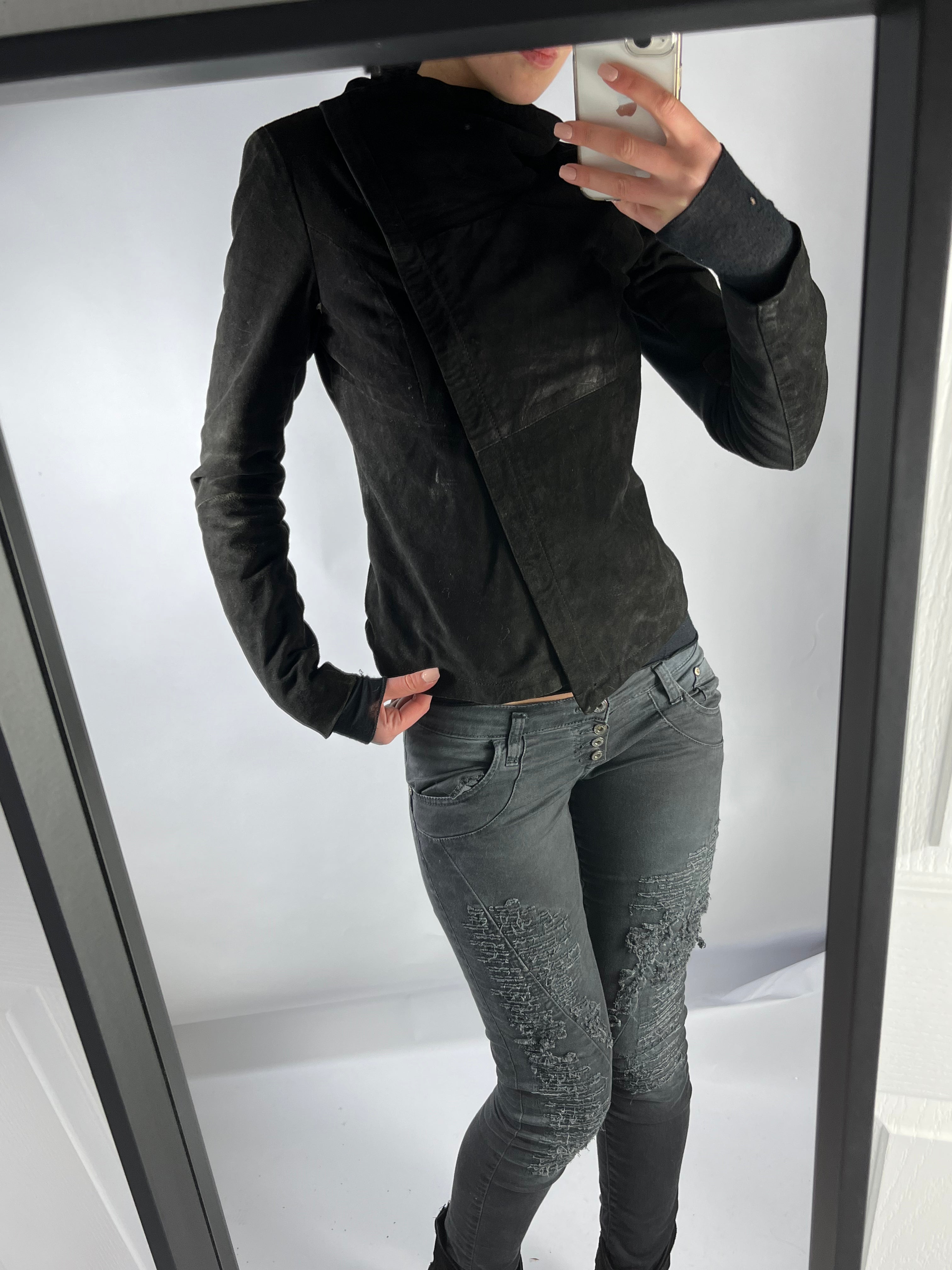 VINTAGE ASYMMETRIC LEATHER JACKET