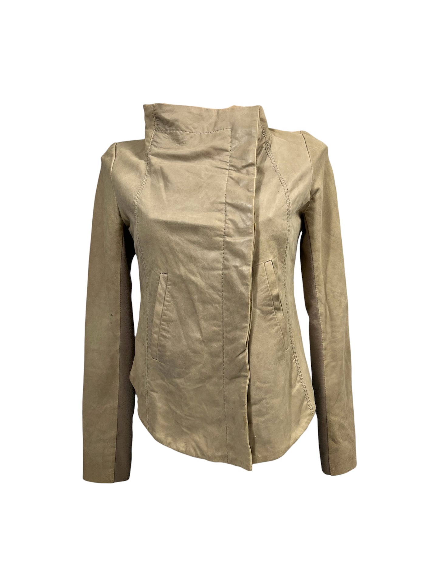 VINTAGE ASYMMETRIC LEATHER JACKET