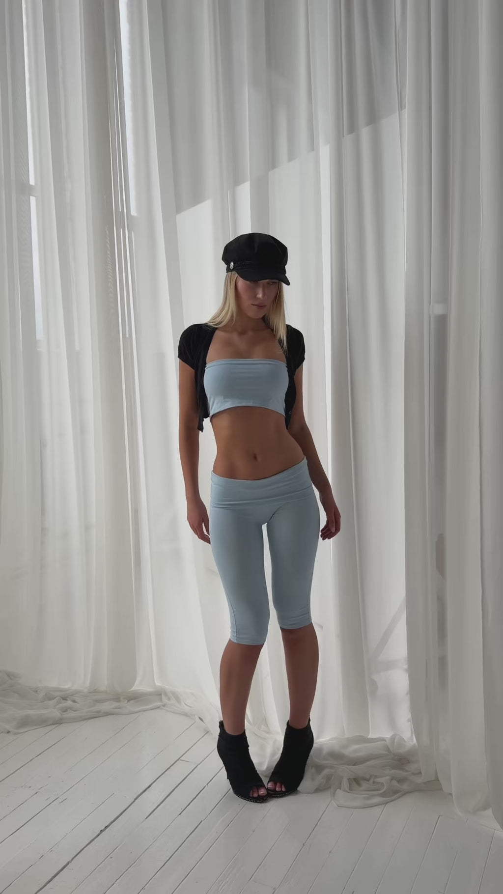 FOLDOVER CAPRI PANTS IN BABY BLUE