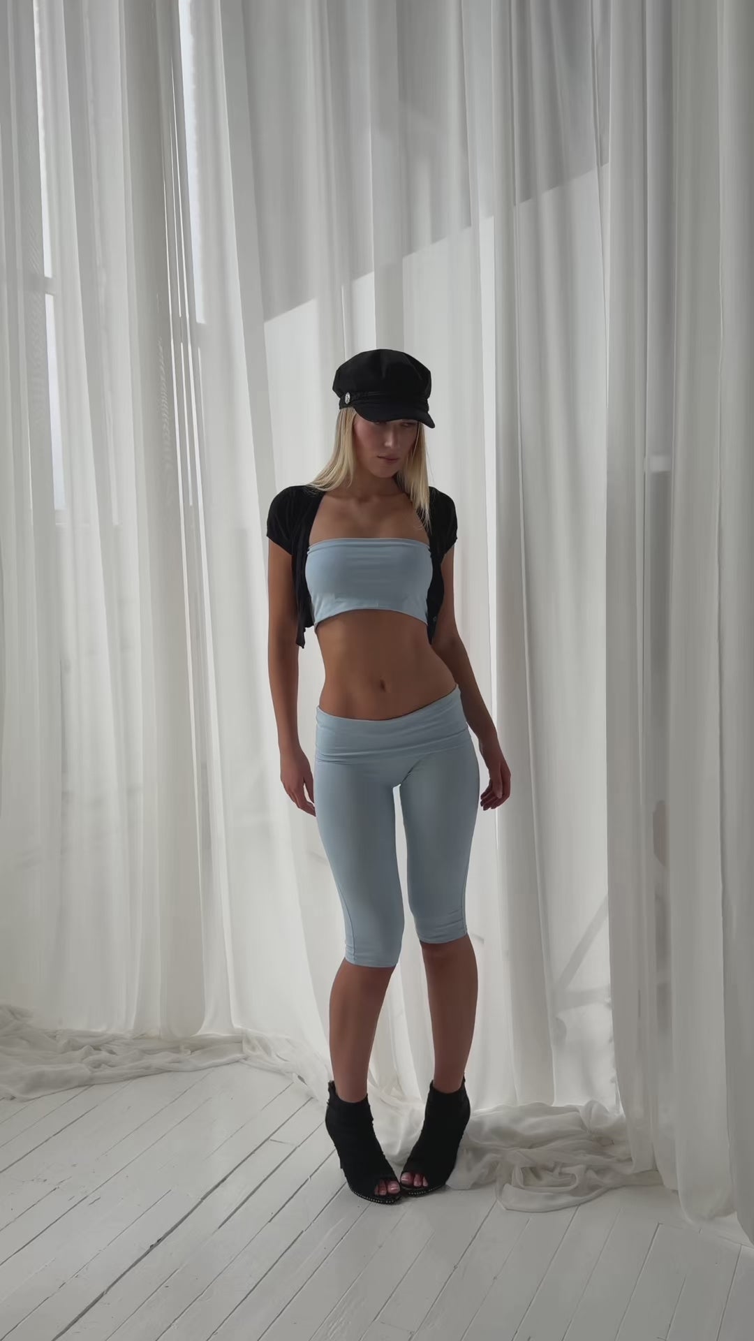 FOLDOVER CAPRI PANTS IN BABY BLUE