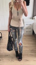 Load and play video in Gallery viewer, TWO LAYER TIE TOP IN TAN
